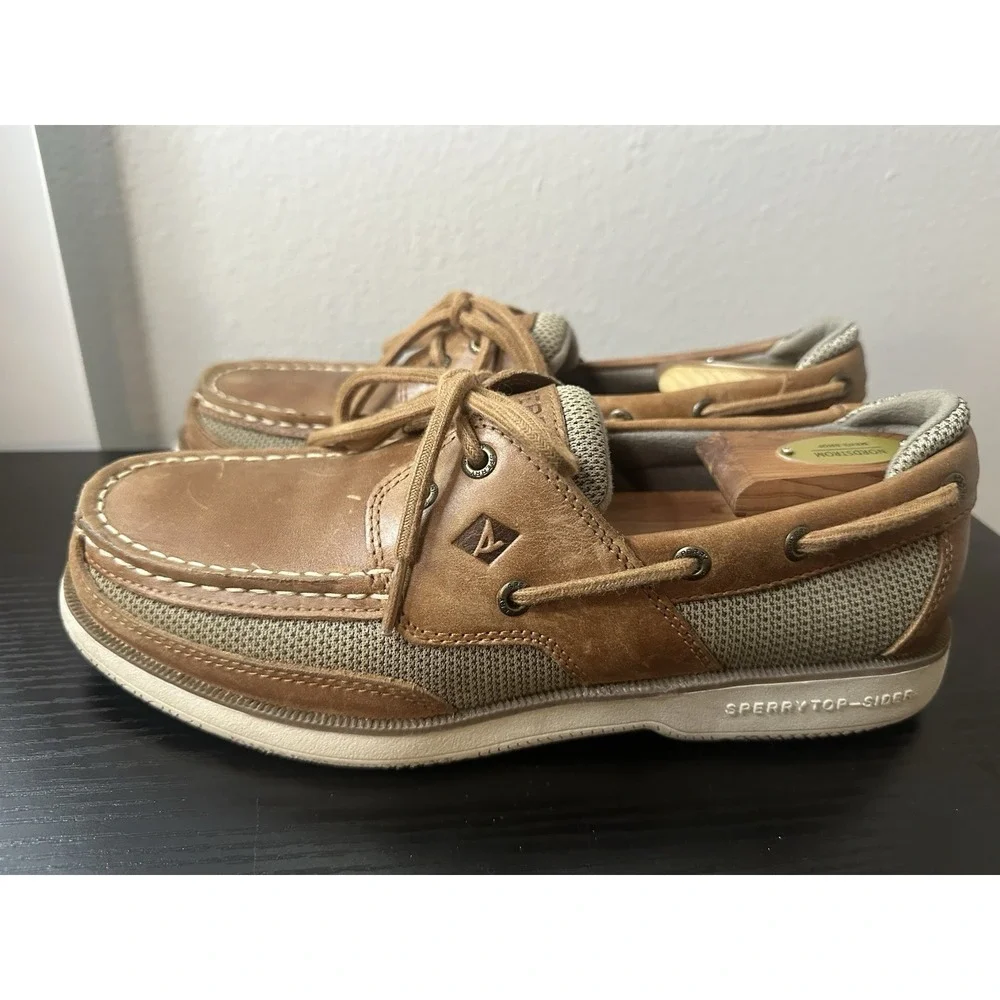 Sperry 2-Eye Top-Sider Boat Shoe Medium Brown Leather Men's Sz 9 W #STS22067